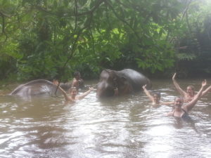 Girls having fun at 'Bunong Elephant Project'